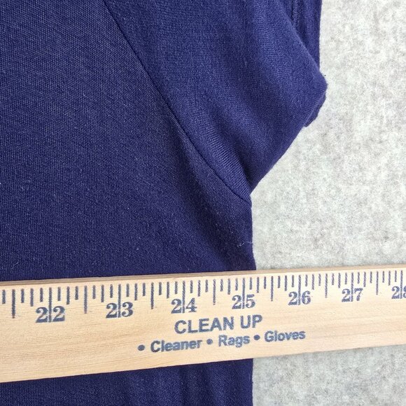 Navy Polka Dot Contrast High-Low Tunic Top 4X Rayon Blend Plus Size Made In USA - Picture 4 of 5